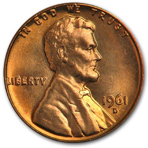1961-D Lincoln Cent BU (Red) 1961-D Lincoln Cent BU (Red)