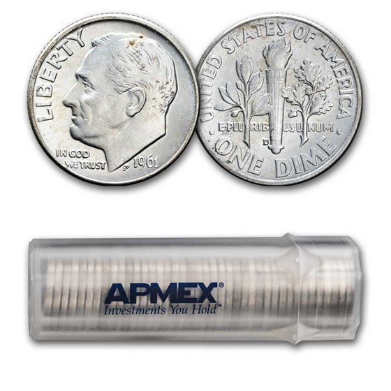 1961-D Roosevelt Dime 50-Coin Roll BU 1961-D Roosevelt Dime 50-Coin Roll BU