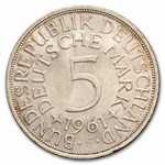 1961-F Germany Silver 5 Deutsche Mark AU