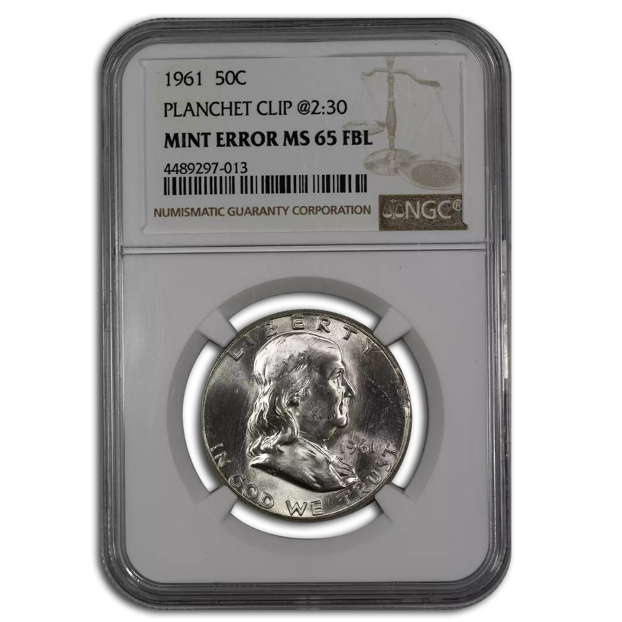 1961 Franklin Half Dollar MS-65 NGC (FBL, Clipped Planchet)