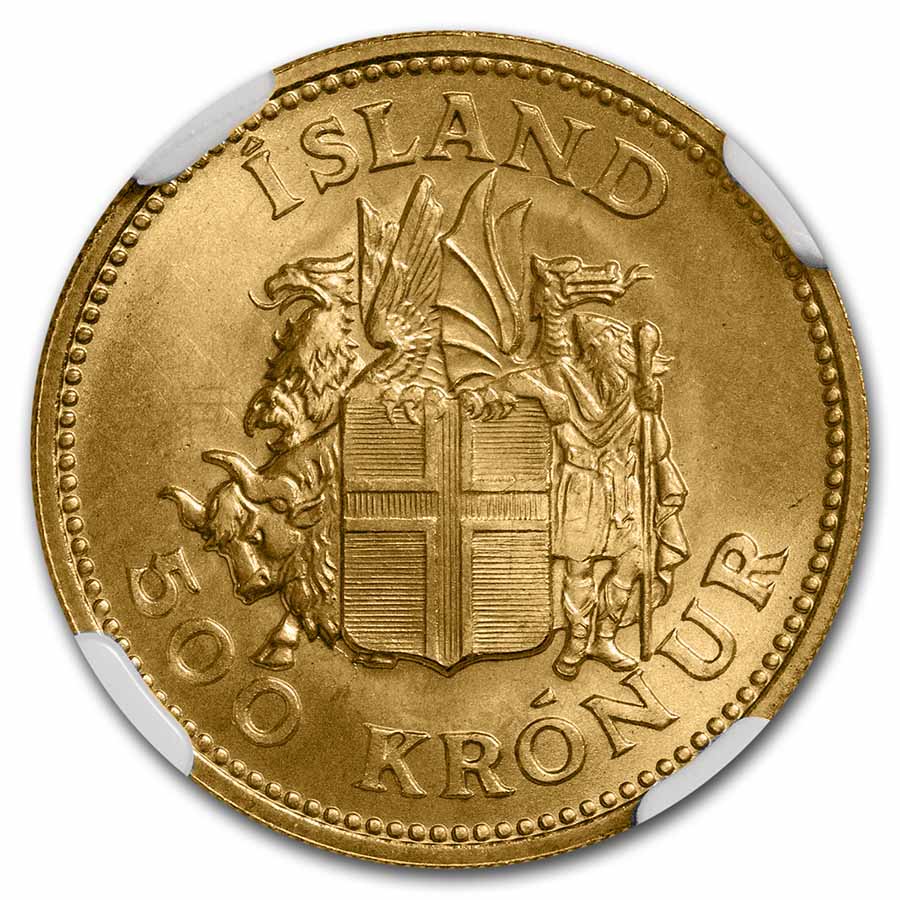 Buy 1961 Iceland Gold 500 Kronur Jon Sigurdsson MS-66 NGC | APMEX