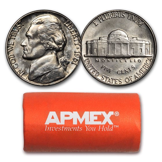 1961 Jefferson Nickel 40-Coin Roll BU 1961 Jefferson Nickel 40-Coin Roll BU