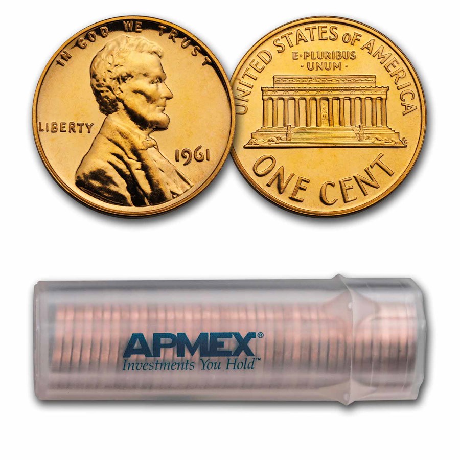 1961 Lincoln Cent 50-Coin Roll Proof