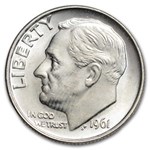 1961 Roosevelt Dime 50-Coin Roll BU