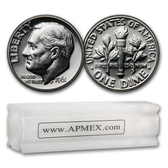 1961 Roosevelt Dime 50-Coin Roll Proof 1961 Roosevelt Dime 50-Coin Roll Proof