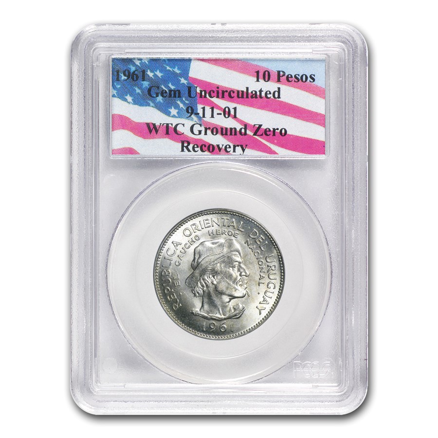 1961 Uruguay Silver 10 Pesos Gaucho WTC Gem Unc PCGS