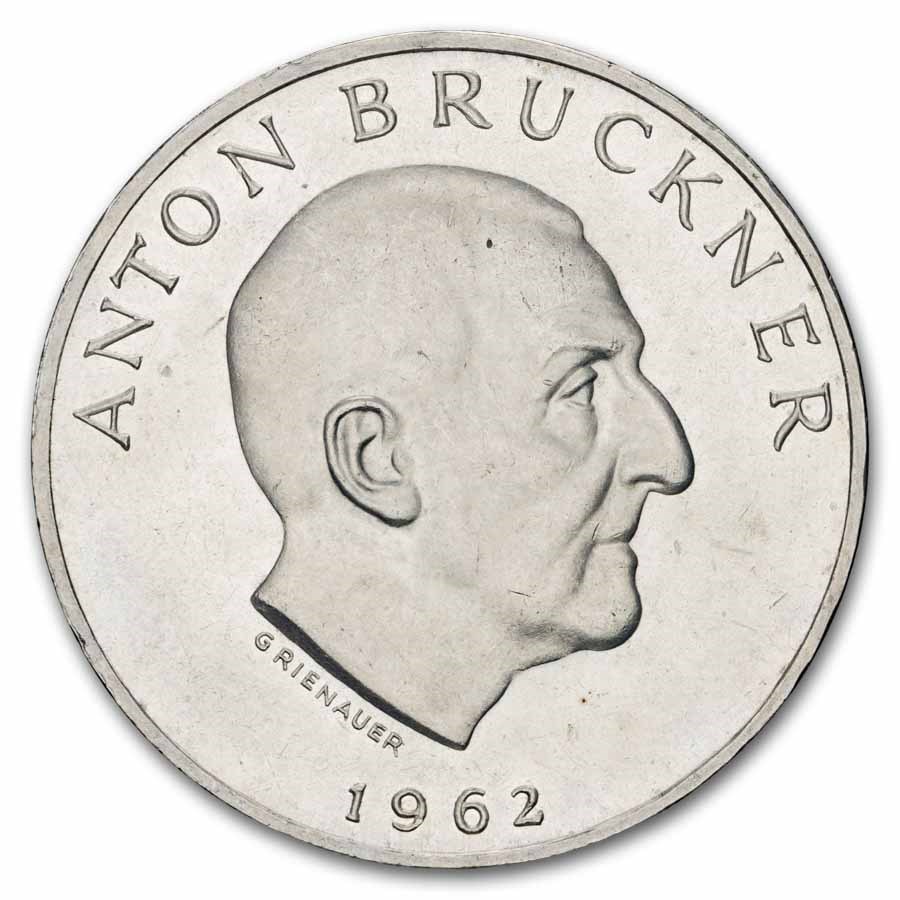 1962 Austria Silver 25 Schilling Anton Bruckner Proof