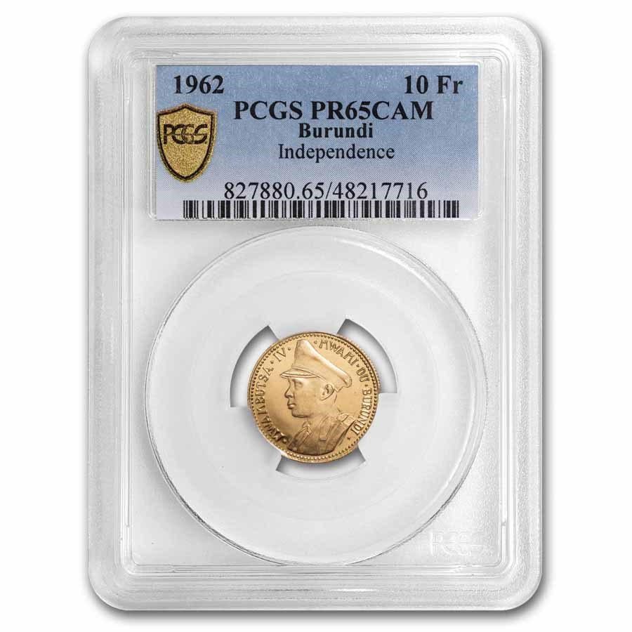 1962 Burundi Gold 10 Francs Independence PR-65 Cameo PCGS