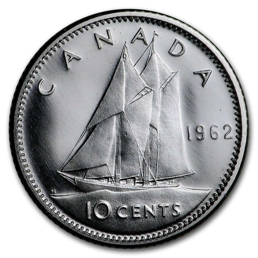 Buy 1962 Canada Silver 10 Cents Bluenose Sailboat BU/Prooflike | APMEX