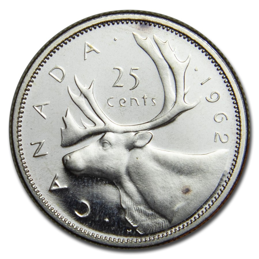 1962 Canada Silver 25 Cents BU/Prooflike