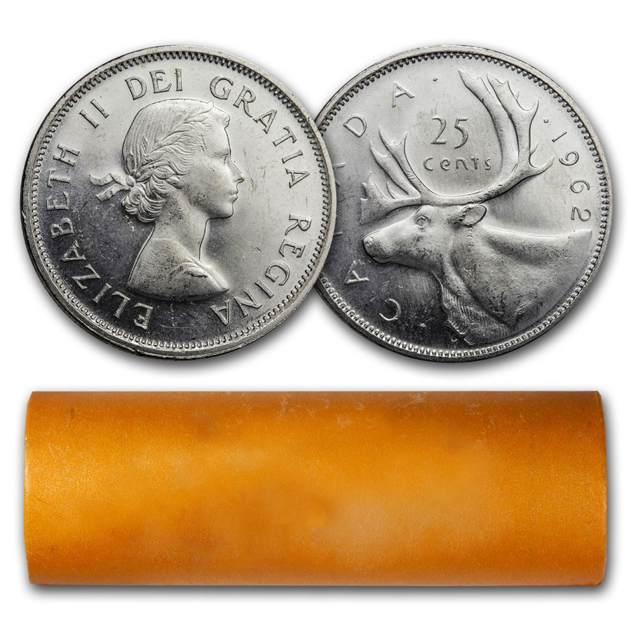 Buy 1962 Canada Silver Quarters 40Coin Roll BU APMEX