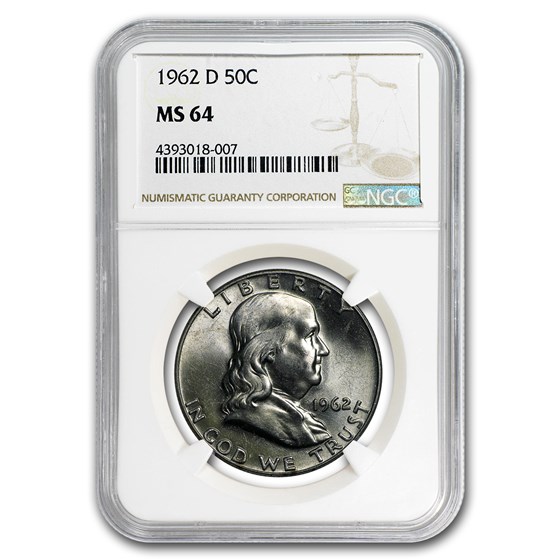1962-D Franklin Half Dollar MS-64 NGC 1962-D Franklin Half Dollar MS-64 NGC