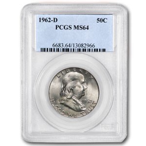 1962-D Franklin Half Dollar MS-64 PCGS 1962-D Franklin Half Dollar MS-64 PCGS