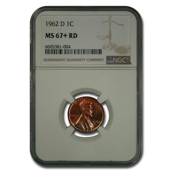 1962-D Lincoln Cent MS-67+ NGC (Red)