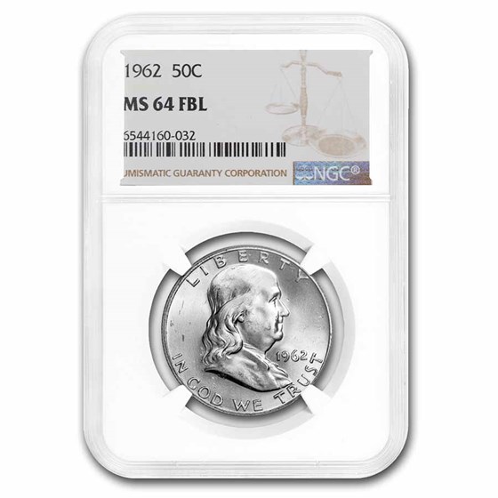 1962 Franklin Half Dollar MS-64 NGC (FBL) 1962 Franklin Half Dollar MS-64 NGC (FBL)