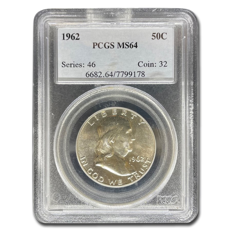 1962 Franklin Half Dollar MS-64 PCGS