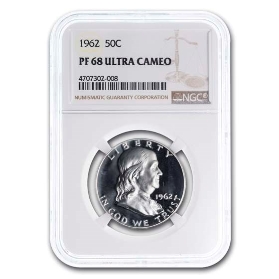 1962 Franklin Half Dollar PF-68 Ultra Cameo NGC 1962 Franklin Half Dollar PF-68 Ultra Cameo NGC