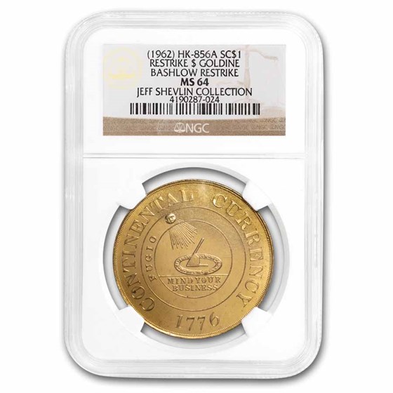 (1962) HK-856A Bashlow Restrike Goldine So-Called Dol. MS-64 NGC (1962) HK-856A Bashlow Restrike Goldine So-Called Dol. MS-64 NGC