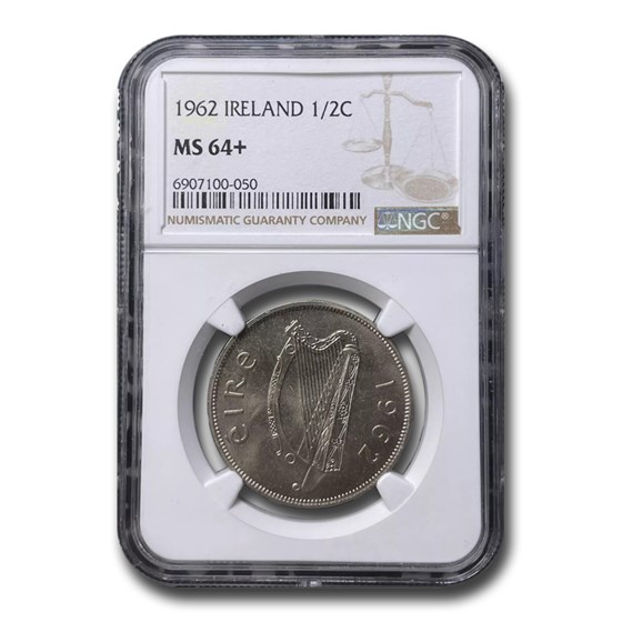 1962 Ireland 1/2 Crown MS-64+ NGC