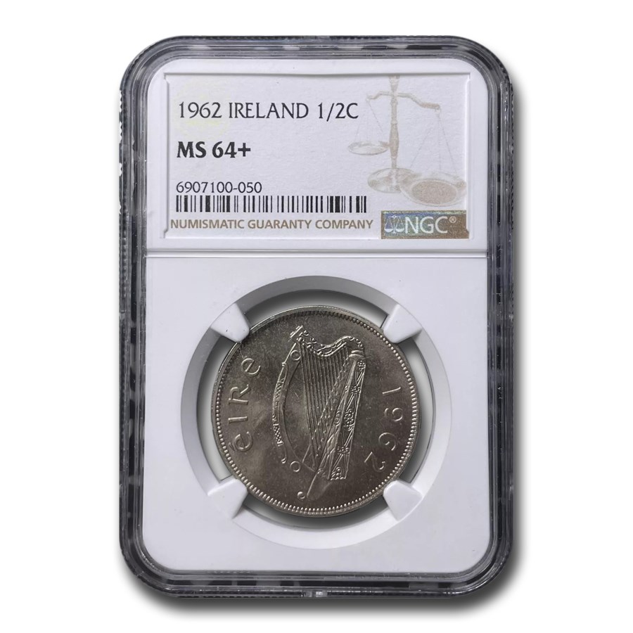 1962 Ireland 1/2 Crown MS-64+ NGC
