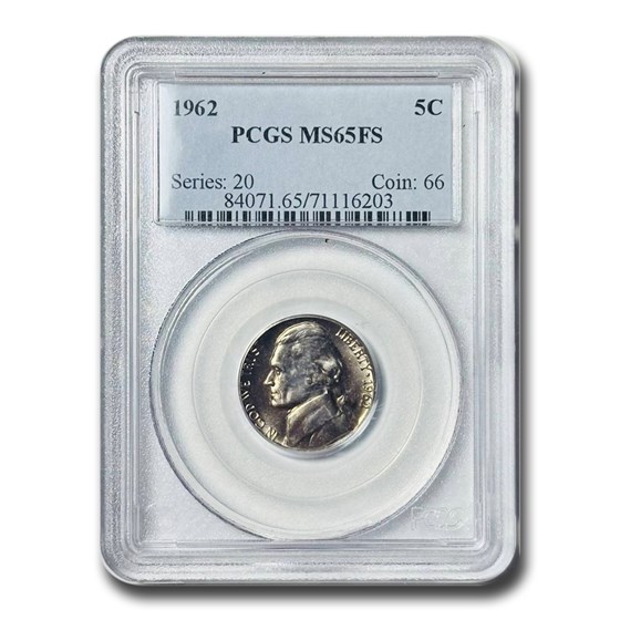 1962 Jefferson Nickel MS-65 PCGS (FS) 1962 Jefferson Nickel MS-65 PCGS (FS)