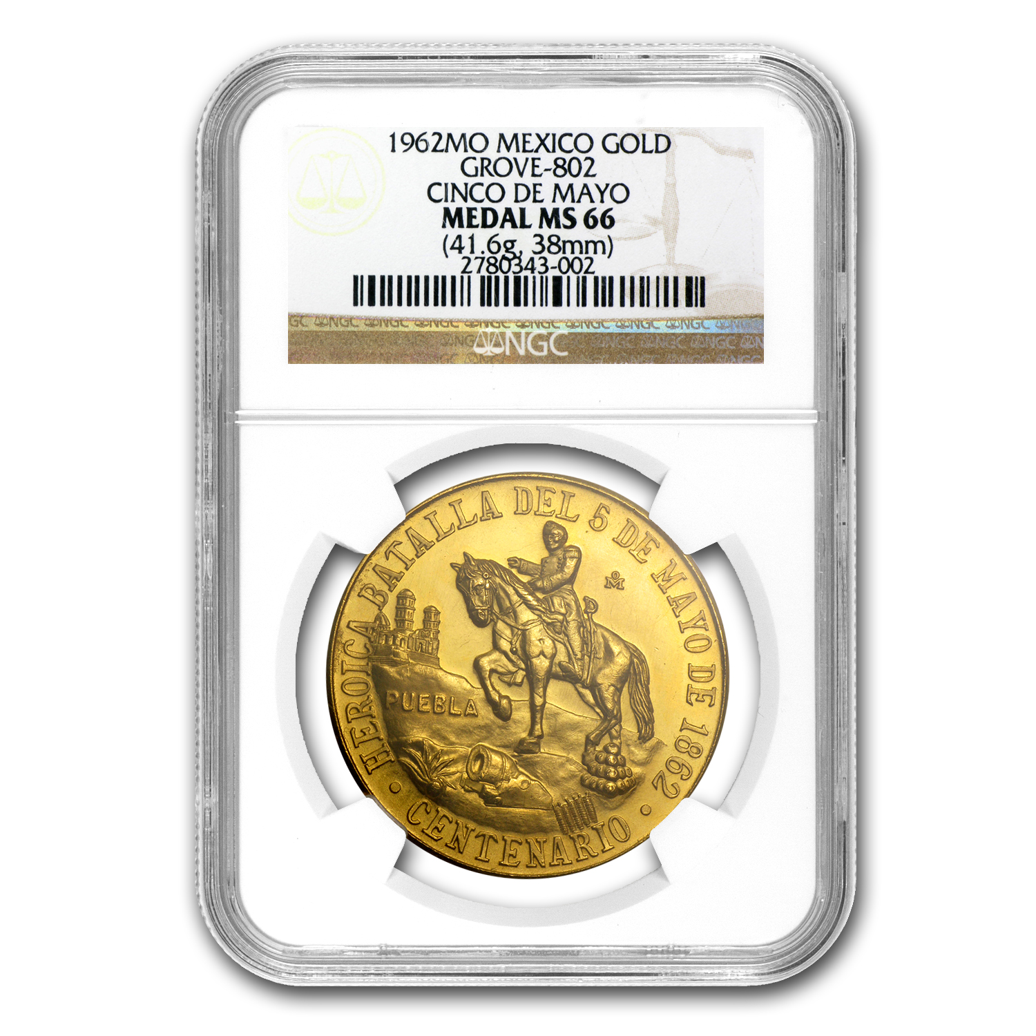 Buy 1962 Mexico Gold Cinco De Mayo Medal MS-66 NGC | APMEX