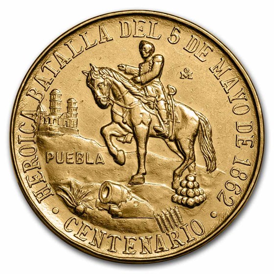 1962 Mexico Gold Cinco De Mayo Medallic 50 Peso AU 1962 Mexico Gold Cinco De Mayo Medallic 50 Peso AU