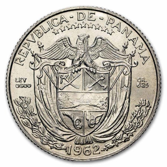 1962 Panama Silver 1/4 Balboa BU