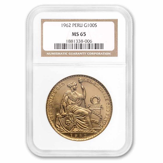 1962 Peru Gold 100 Soles MS-65 NGC 1962 Peru Gold 100 Soles MS-65 NGC