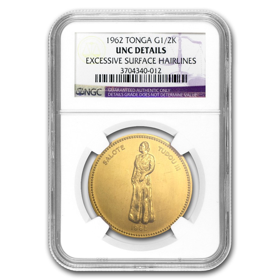 Buy 1962 Tonga Gold 1/2 Koula Queen Salote Unc Details NGC | APMEX