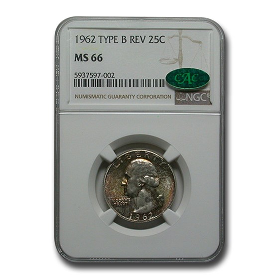 1962 Washington Quarter MS-66 NGC CAC (Type B Rev) 1962 Washington Quarter MS-66 NGC CAC (Type B Rev)