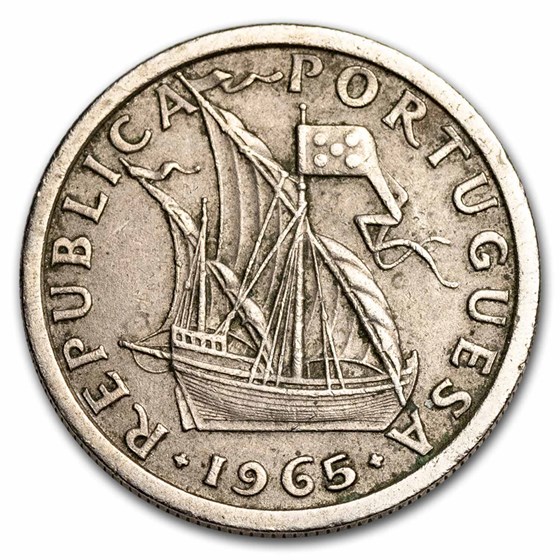 1963-1985 Portugal Copper-Nickel 2 1/2 Escudos Avg Circ 1963-1985 Portugal Copper-Nickel 2 1/2 Escudos Avg Circ