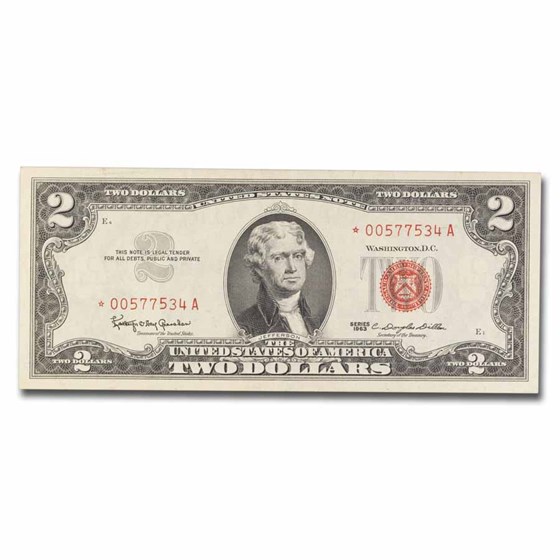 1963* $2.00 U.S. Note Red Seal XF (Star Notes) 1963* $2.00 U.S. Note Red Seal XF (Star Notes)