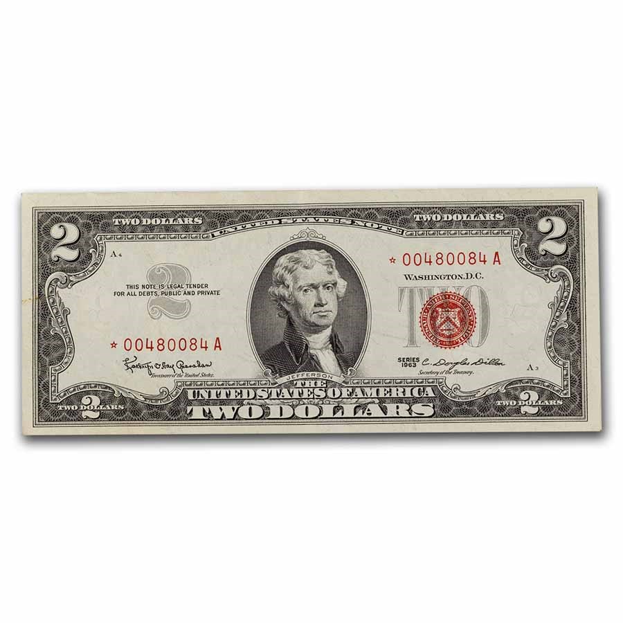 1963* $2.00 U.S. Notes Red Seal VF (Fr#1513*) Star Note
