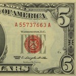 1963 $5.00 U.S. Note Red Seal AU (Fr#1536)
