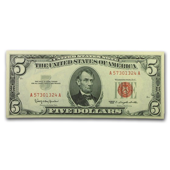 1963 $5.00 U.S. Note Red Seal CU (Fr#1536) 1963 $5.00 U.S. Note Red Seal CU (Fr#1536)