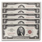 1963-A $2.00 U.S. Note Red Seal CCU (Fr#1514) 5 Consecutive