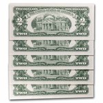 1963-A $2.00 U.S. Note Red Seal CCU (Fr#1514) 5 Consecutive