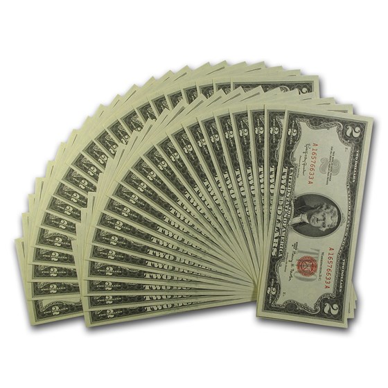 1963-A $2.00 U.S. Notes Red Seal CCU (43 Notes) 1963-A $2.00 U.S. Notes Red Seal CCU (43 Notes)