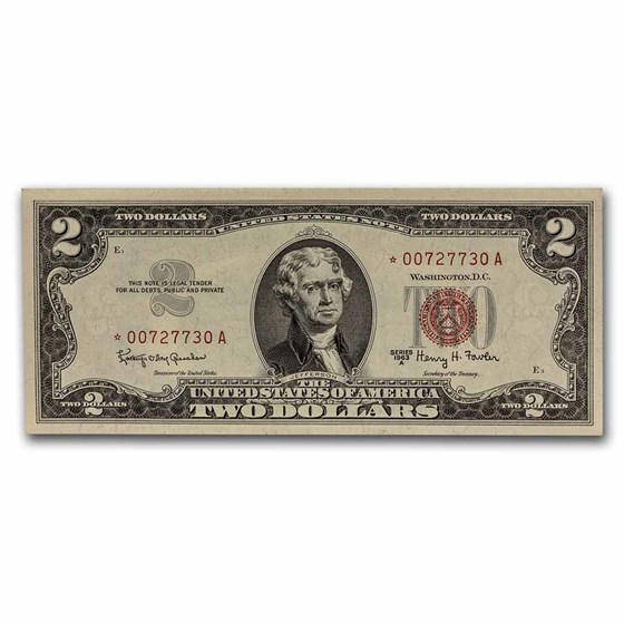1963-A* $2.00 U.S. Notes Red Seal CU (Fr#1514*) Star Note