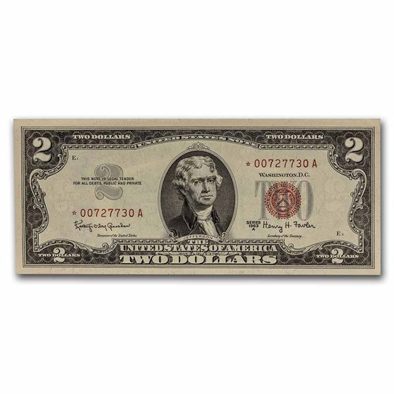 1963-A* $2.00 U.S. Notes Red Seal CU (Fr#1514*) Star Note 1963-A* $2.00 U.S. Notes Red Seal CU (Fr#1514*) Star Note