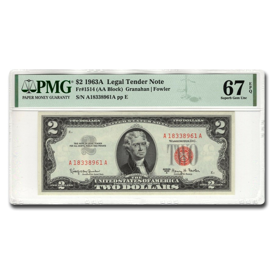 Buy 1963-A $2 U.S. Note Red Seal CU-67 EPQ PMG (Fr#1514) | APMEX