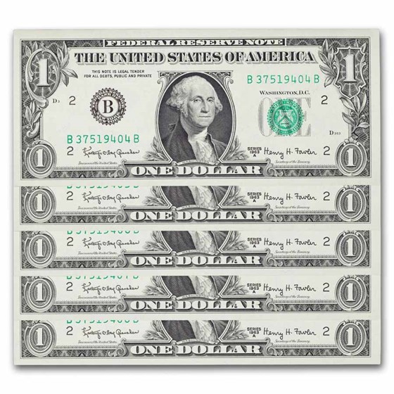 1963-A (B-New York) $1.00 FRN CU (Fr#1901-B) 10 consecutive