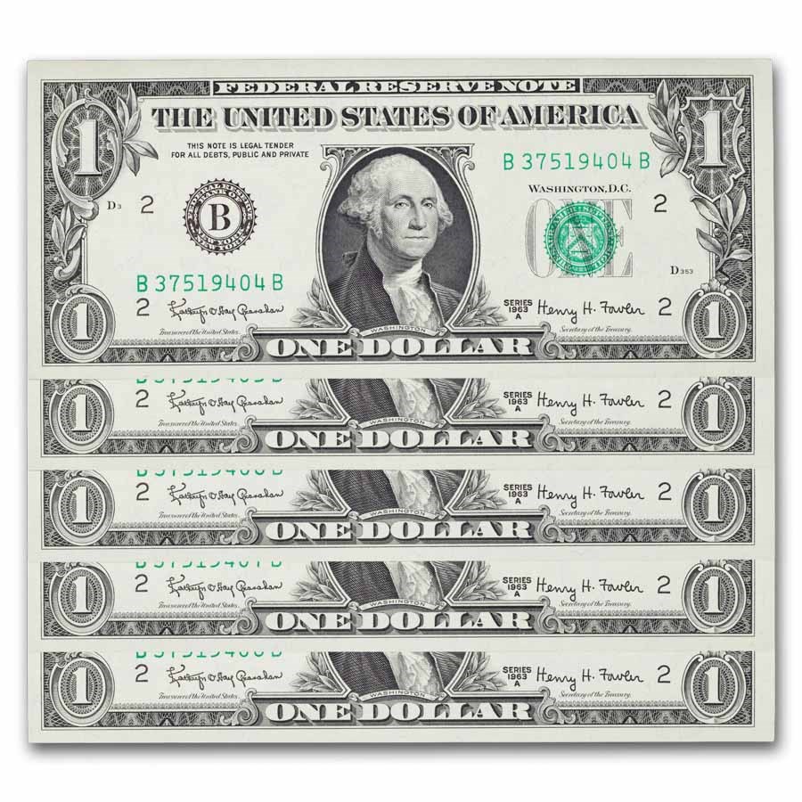 1963-A (B-New York) $1.00 FRN CU (Fr#1901-B) 10 consecutive