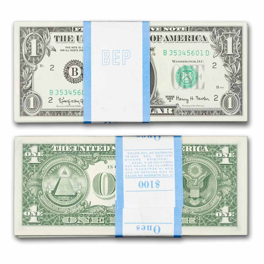 1963-A (B-New York) $1.00 FRN CU (Fr#1901-B) 100 consecutive