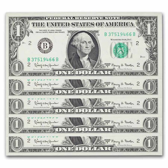1963-A (B-New York) $1.00 FRN CU (Fr#1901-B) 25 consecutive