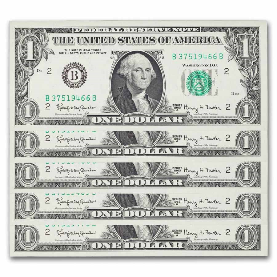 1963-A (B-New York) $1.00 FRN CU (Fr#1901-B) 25 consecutive