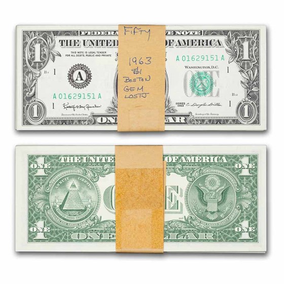 1963 (A-Boston) $1.00 FRN CU (Fr#1900-A), 50 consecutive