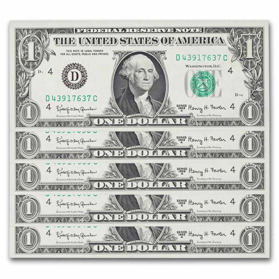1963-A (D-Cleveland) $1.00 FRN CU (Fr#1901-D), 20 consecutive