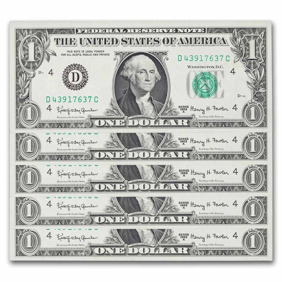 1963-A (D-Cleveland) $1.00 FRN CU (Fr#1901-D), 20 consecutive